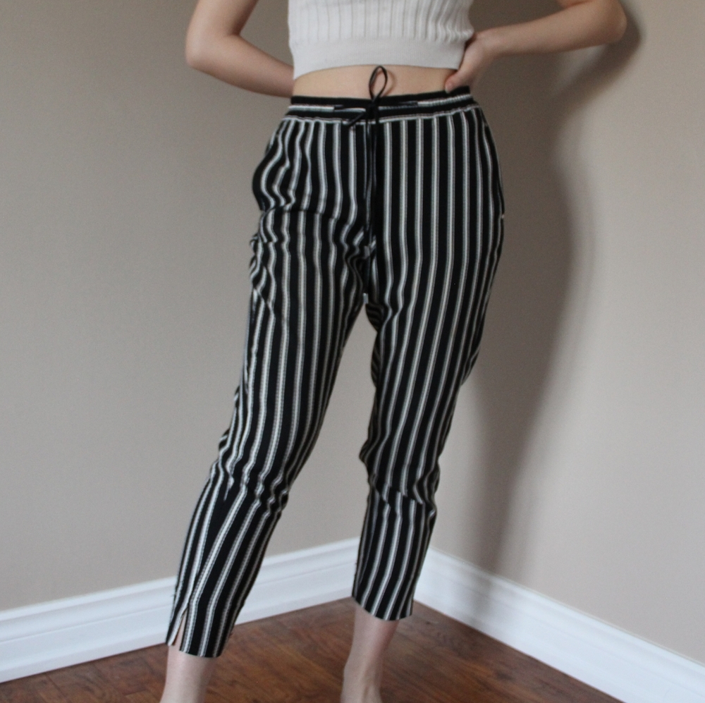 Zara Striped drawstring trousers